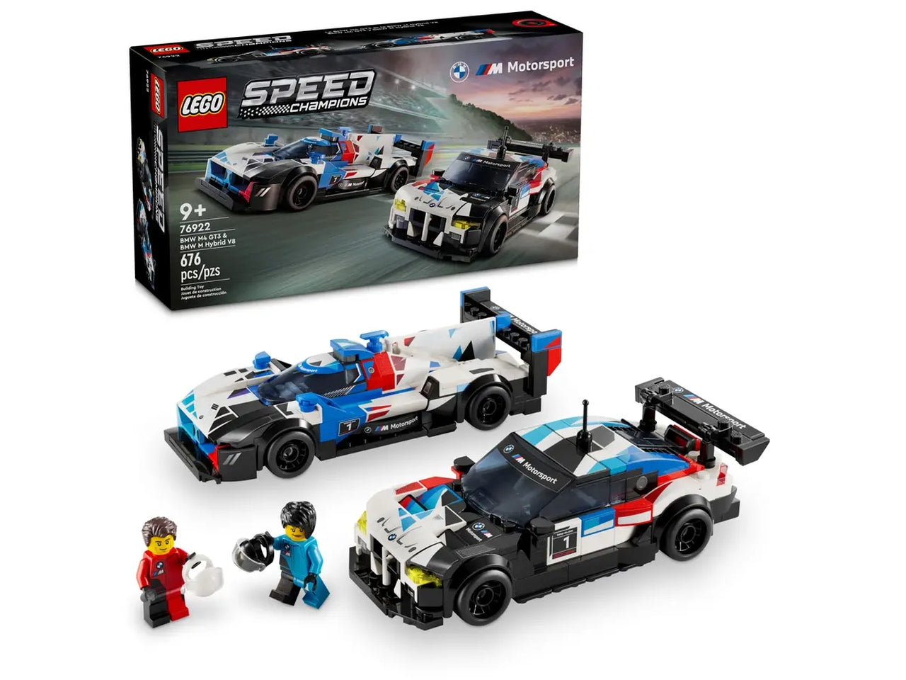 Lego speed champions auto da corsa bmw m4 gt3 e bmw m hybrid v8