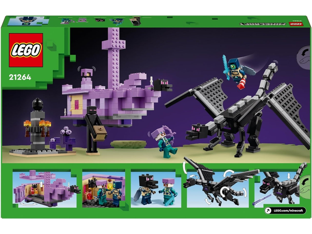 Lego minecraft lâEnderdrago e la nave dellâEnd, set costruzioni in scatola da 657 pezzi per bambini di 8+ anni 21264