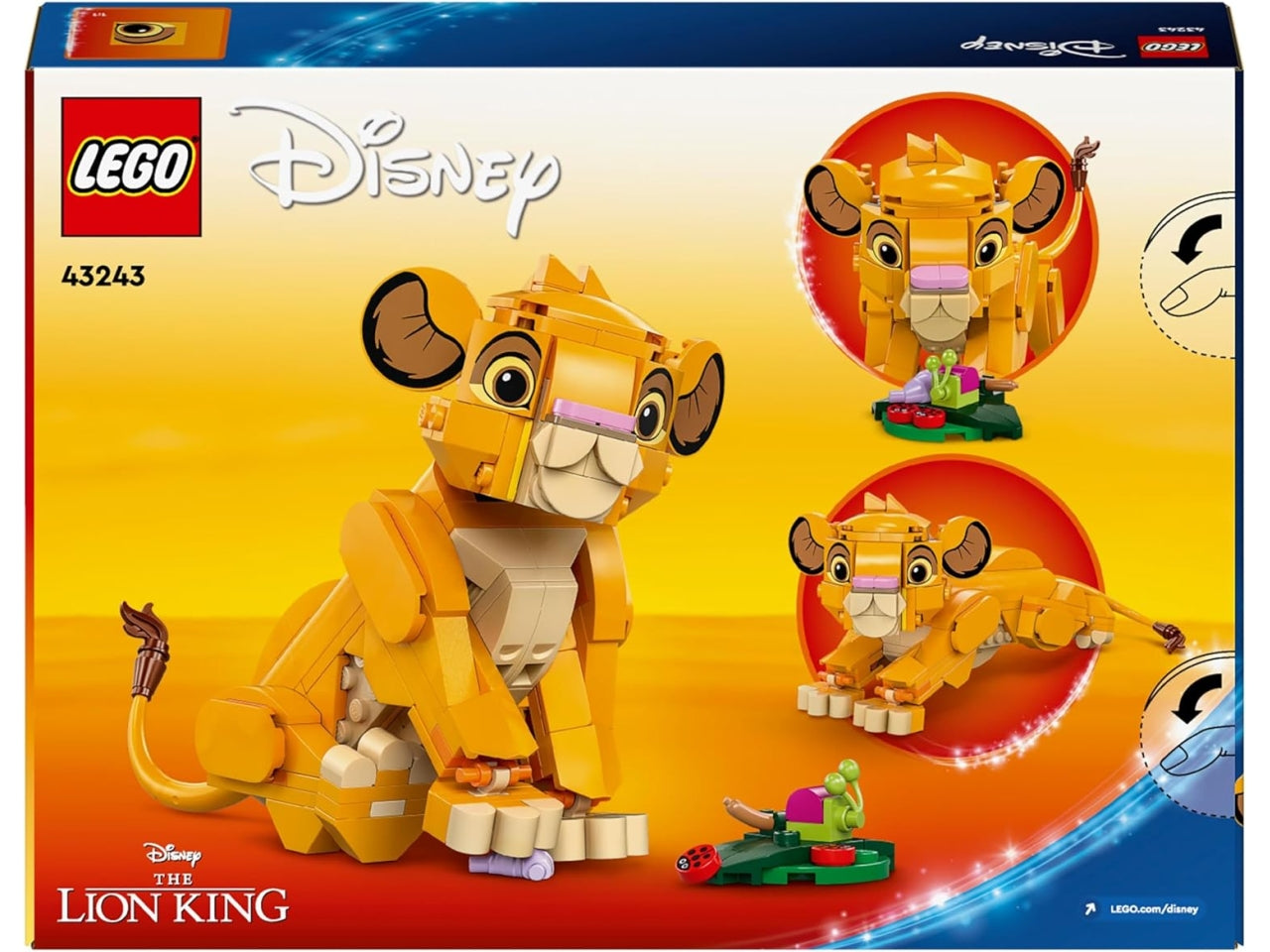 Lego Disney Classic Simba, il Cucciolo del Re Leone, set di costruzioni in scatola da 222 pezzi, per bambini 6+anni 43243