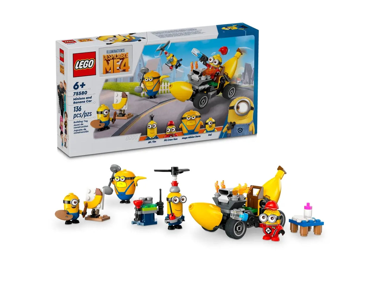 Lego Minions e l' auto Banana in scatola con 136 pezzi per bambini di 6+ anni, 75580