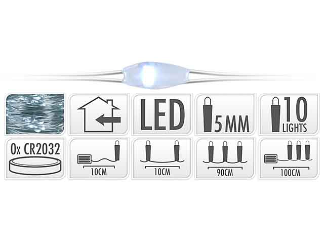 Catena filo argentato 10led bianco freddo batteria ax9701000