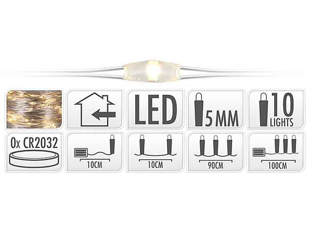 Catena filo argentato 10led bianco caldo batteria ax9702000