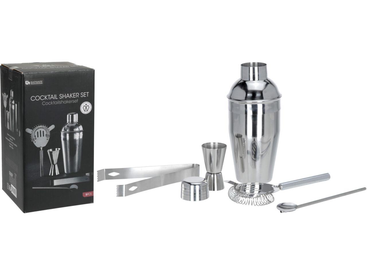 Set cocktail in acciaio inox 5pezzi