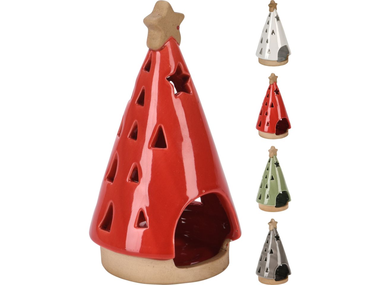 Porta tealight a forma di albero di natale misura 90x85x155mm in 4 assortimenti