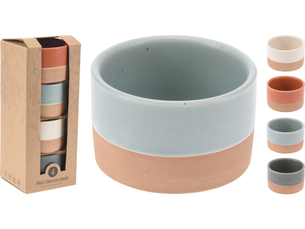 Ciotole in ceramica misura 6x4cm colori assortiti la confezione comprende 4 ciotole