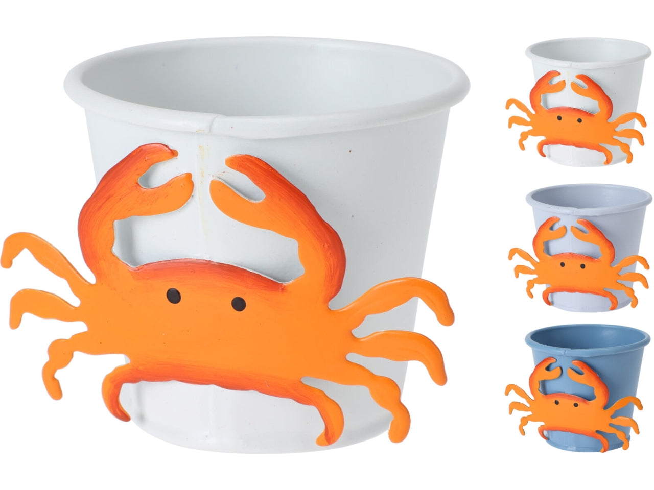 Portacandela stile marinaro in ferro bianco, blu e azzurro a secchiello 5x6 cm- H&S Beach