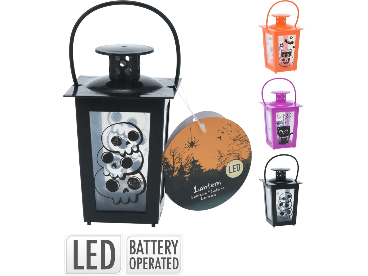 Lanterna per halloween con led 15cm in 3 assortimenti