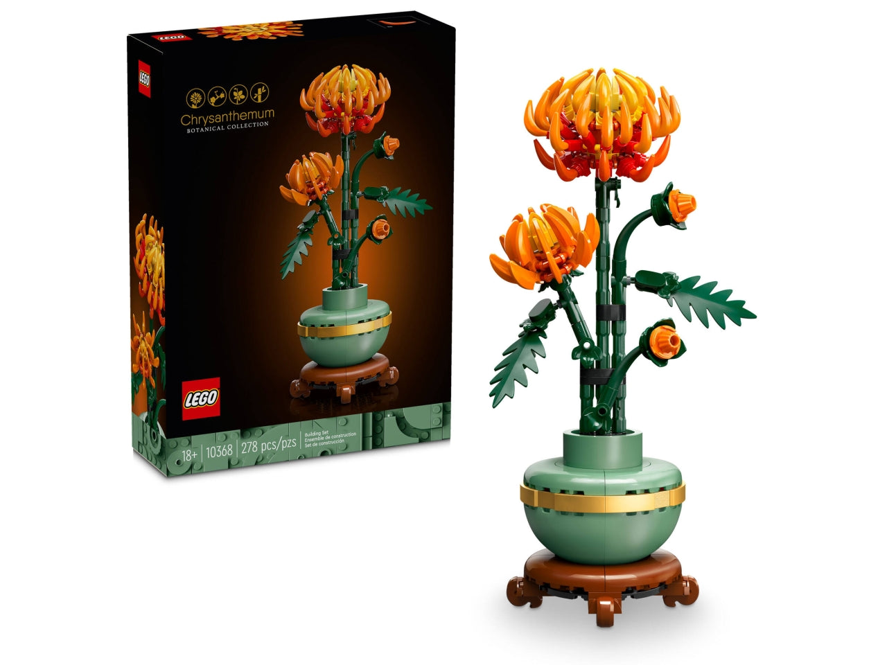 LEGO Icons - Crisantemo, Fiore Finto da Costruire, Decorazione Floreale Artificiale per Casa, Hobby Creativo per Adulti, Regalo di Compleanno per Donna, Uomo, Lei o Lui dalla Botanical Collection 10368