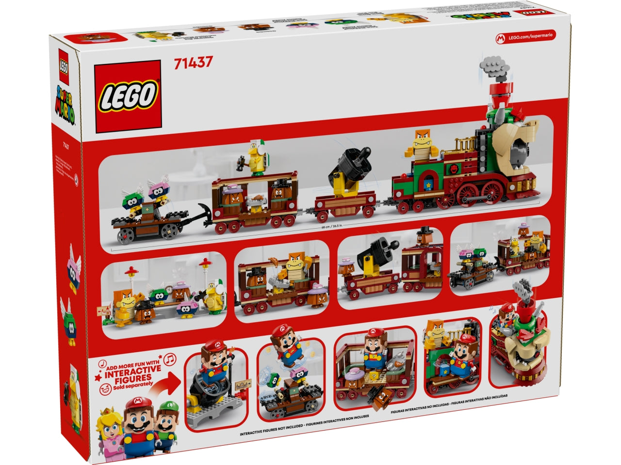 LEGO Super Mario - Treno Bowser Express giocattolo per i bambini: tutti a bordo per tanto divertimento con questo set di gioco, contenente un treno dettagliato, 2 stazioni ferroviarie e un carrello a mano 71437