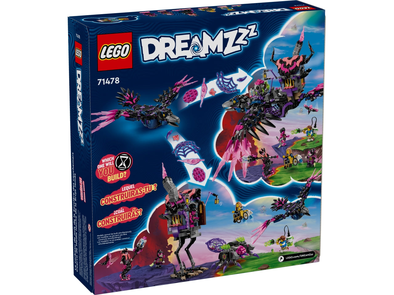 LEGO DREAMZzz Corvo di Mezzanotte della Mai-Strega, Giocattolo d'Avventura Trasformabile in Casa o Ragno, Giochi Creativi per Bambini e Bambine da 9 Anni in su con 6 Personaggi, Idea Regalo 71478