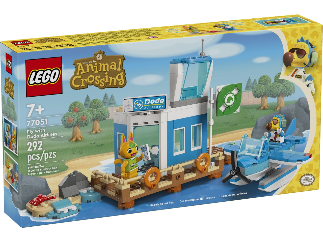 LEGO Animal Crossing - Set giocattolo con aeroporto costruibile: il playset In volo con la Dodo Airlines, dotato di torre di controllo e modello di molo, per bambini dai 7 anni in su con scene del videogioco Animal Crossing 77051