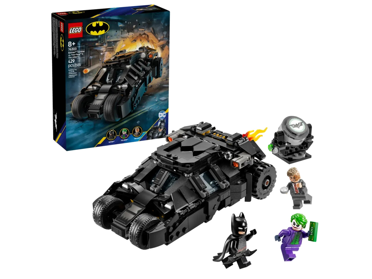 Lego Super Heroes DC tumbler di baan contro two-face e the joker 429 pezzi per età 8+ 76303