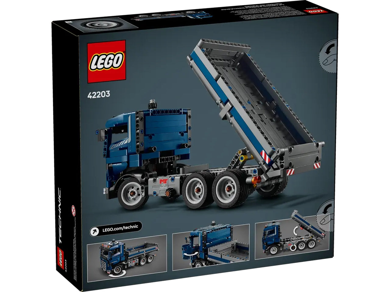 Lego Technic autocarro con cassone ribaltabile 462 pezzi
per età 9+ 42203