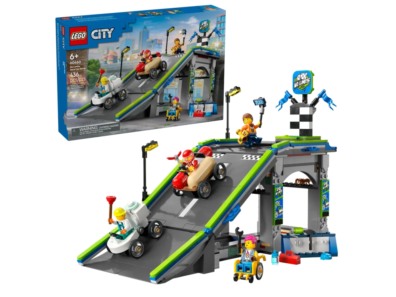Lego City great vehicles nessun limite: gara sulla pista a rampe 436 pezzi per età 6+ 60460