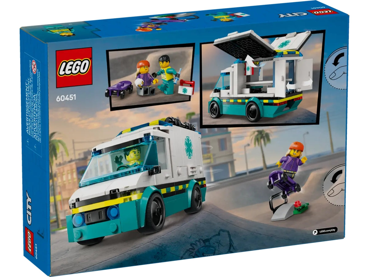 Lego City great vehicles ambulanza di emergenza 184 pezzi per età 5+ 60451