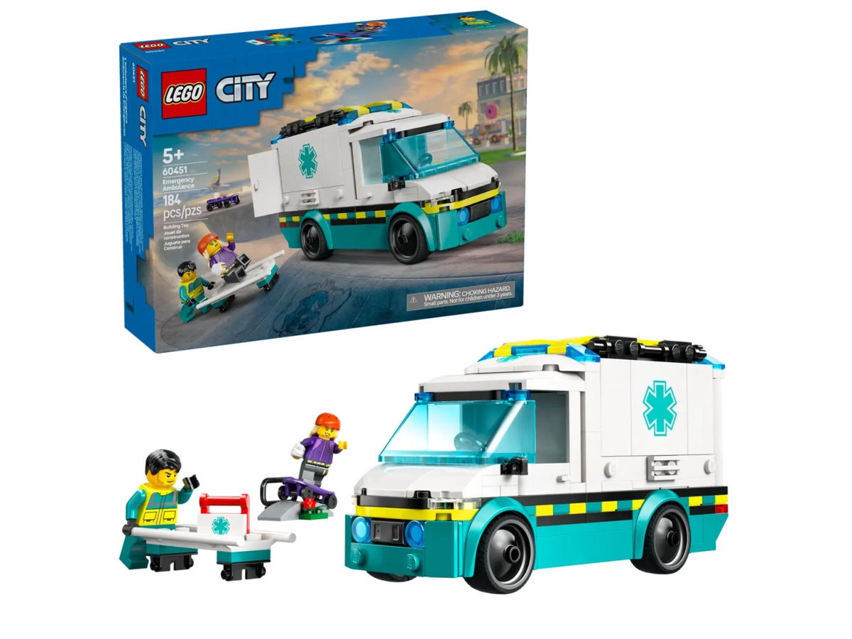 Lego City great vehicles ambulanza di emergenza 184 pezzi per età 5+ 60451