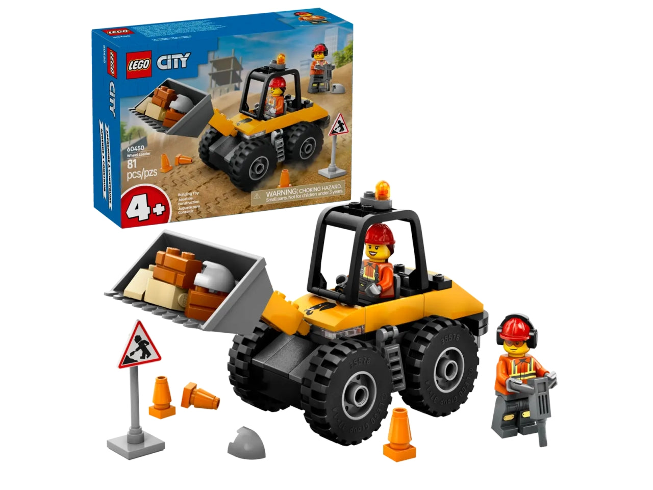 Lego City great vehicles pala gommata gialla 81 pezzi per età 4+ 60450