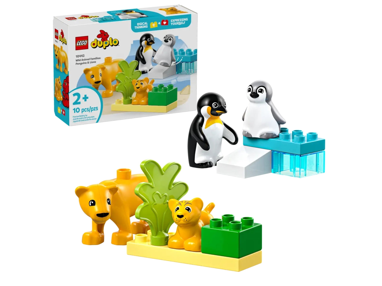 Lego Duplo town famiglie di animali: pinguini e leoni 10 pezzi per età 2+ 10442