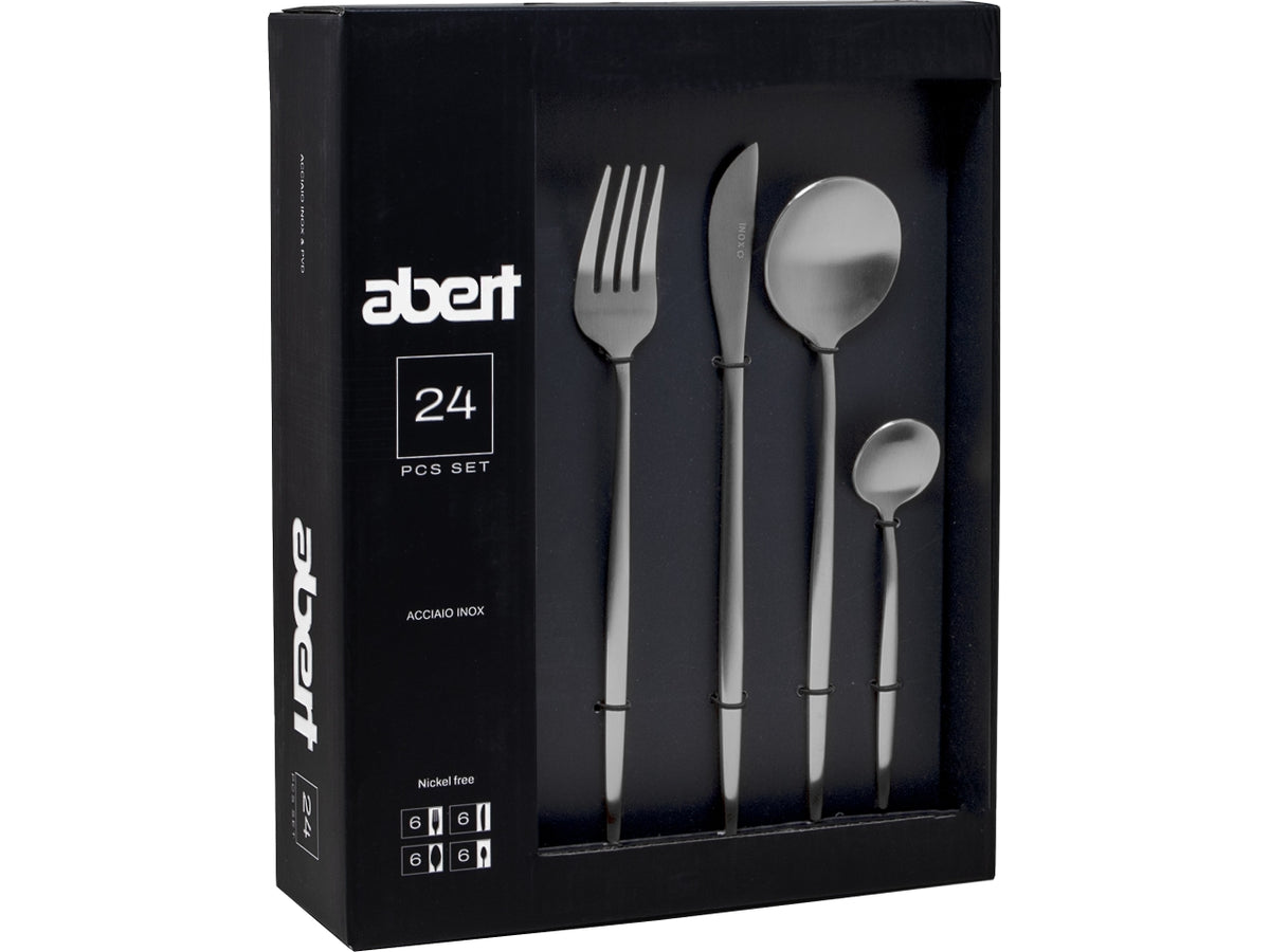 Set posate Porto in acciaio 24 pezzi, stile contemporaneo, nikel free - Abert