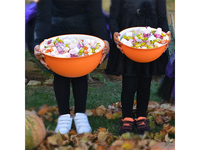 Ciotola bicolore in polipropilene arancione e bianco moderno da 6,5 lt, diametro 32,5 cm, made in italy - Omada