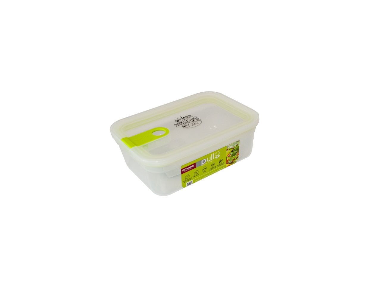 Contenitore rettangolare 1,1l 15x21xh.7,5cm colore verde acido