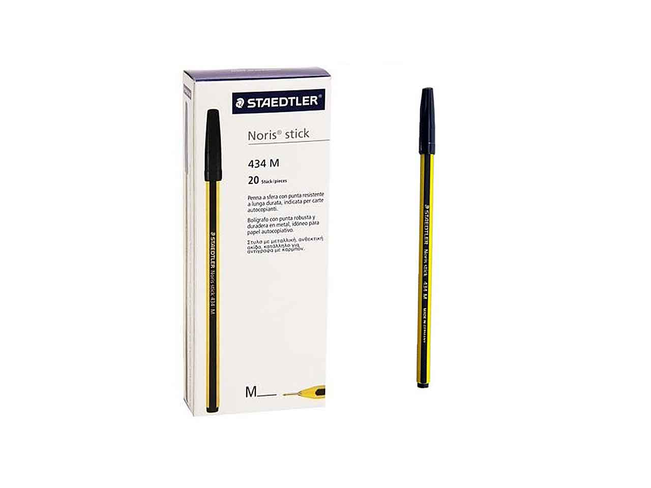 Penna a sfera staedtler con fusto esagonale nero 0,35 mm