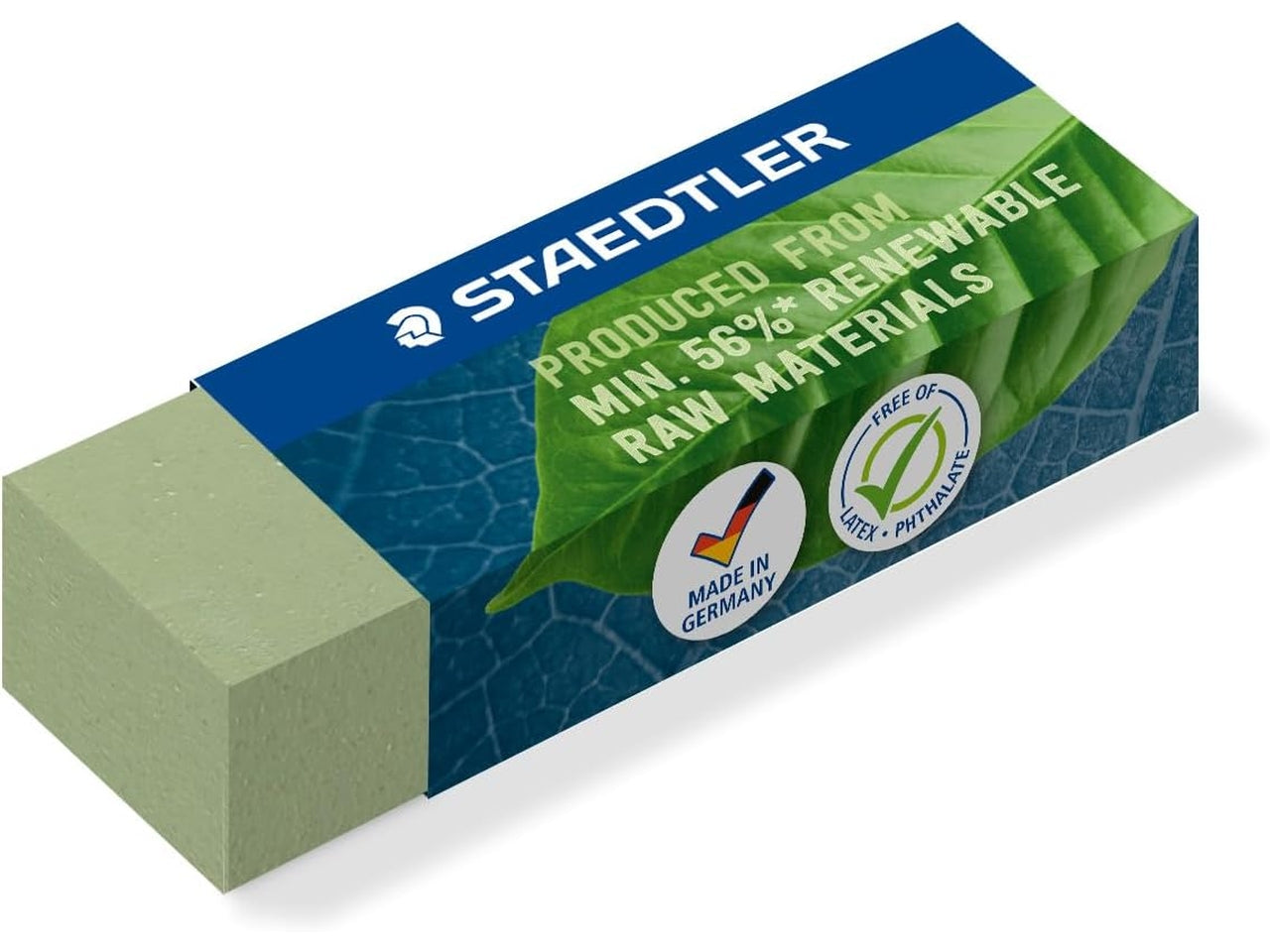 Gomma per cancellare ecologica verde oliva, blister da 2 pezzi, made in Germany - Staedtler