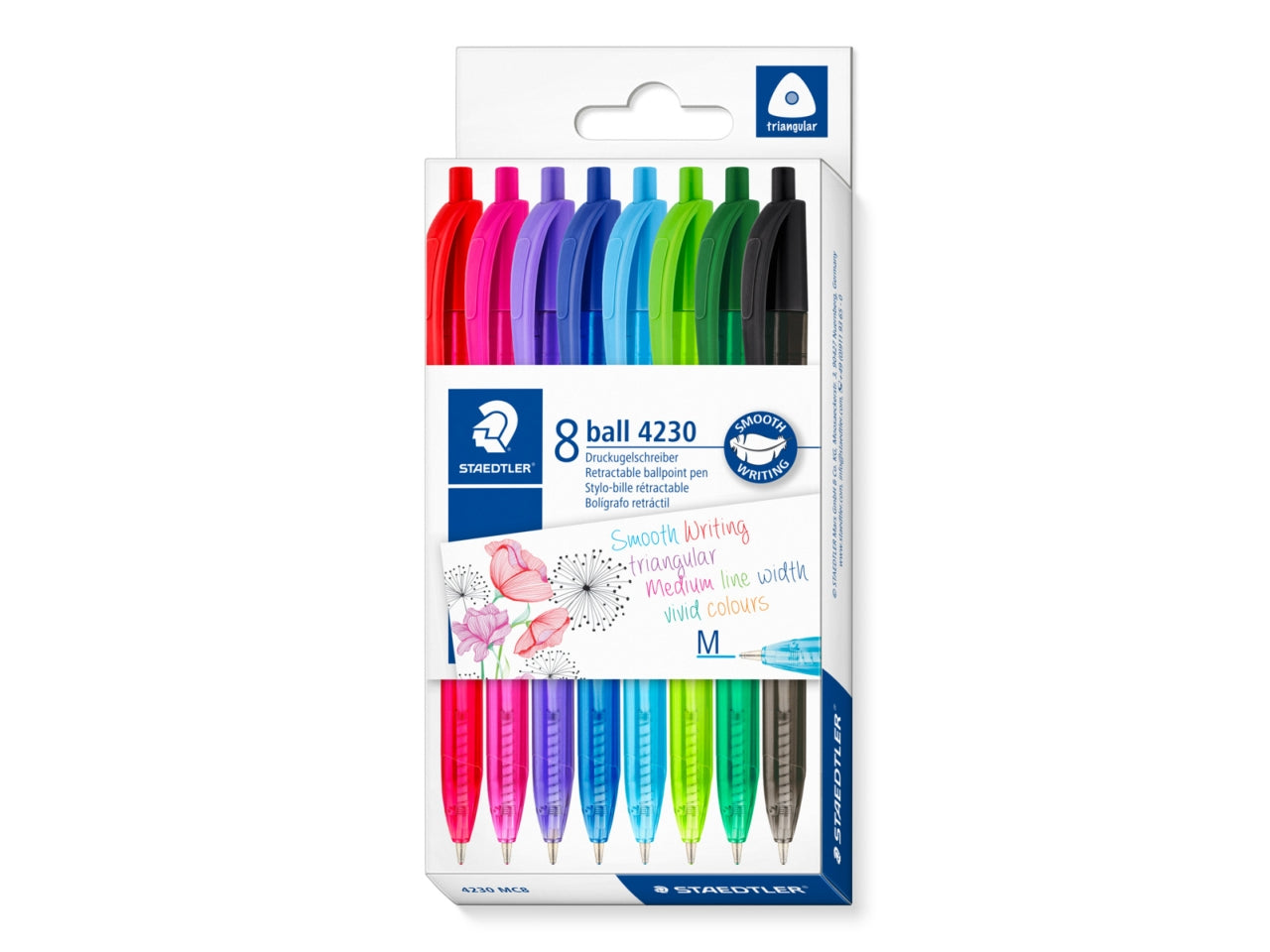 Staedtler penna colorata a sfera, a scatto, tratto m, set da 8 penne