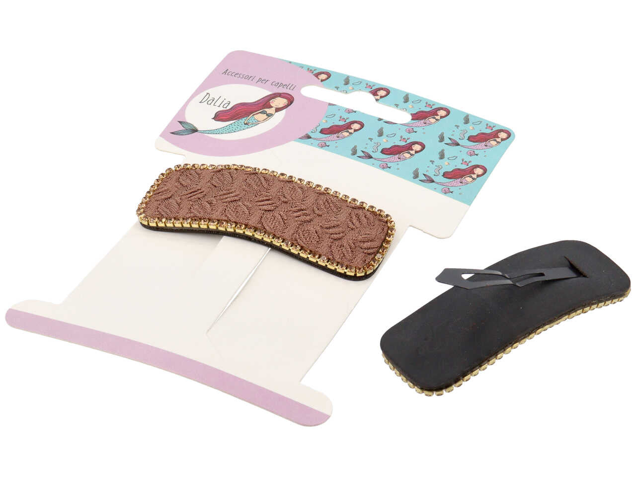 Clic clac con disegno in rilievo e bordo con strass in poliestere, metallo senza nichel