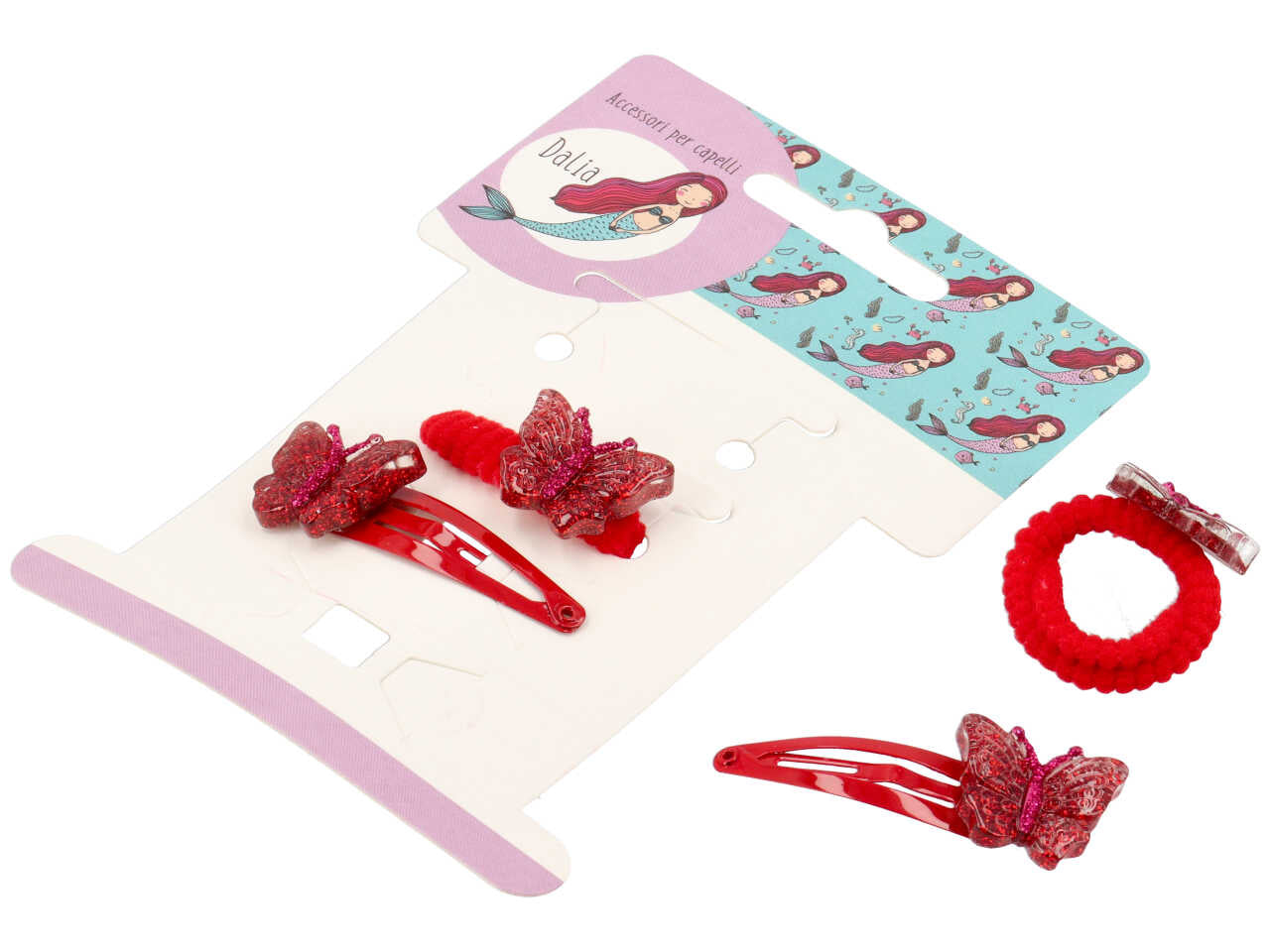 Clic clac e polsino con fiocco glitterato in poliestere, metallo senza nichel