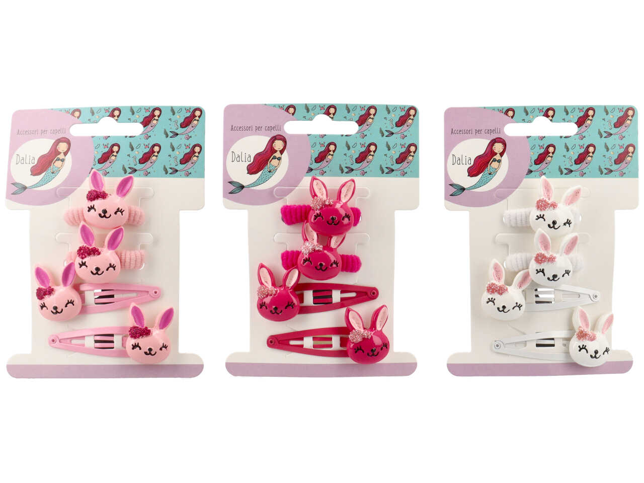 Clic clac con coniglio e polsino in poliestere, metallo senza nichel