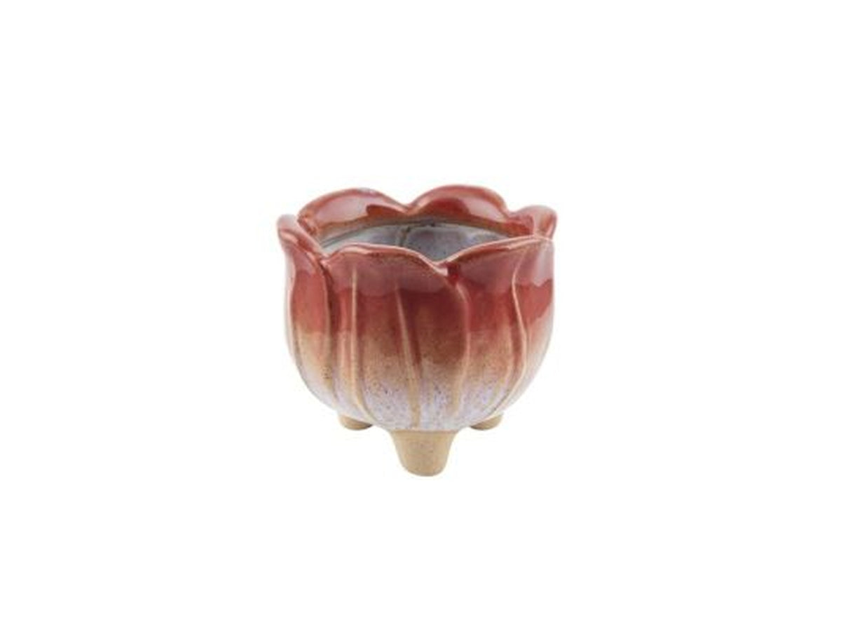 Vaso piccolo ceramica con piedini rosso h.71xd.82 $