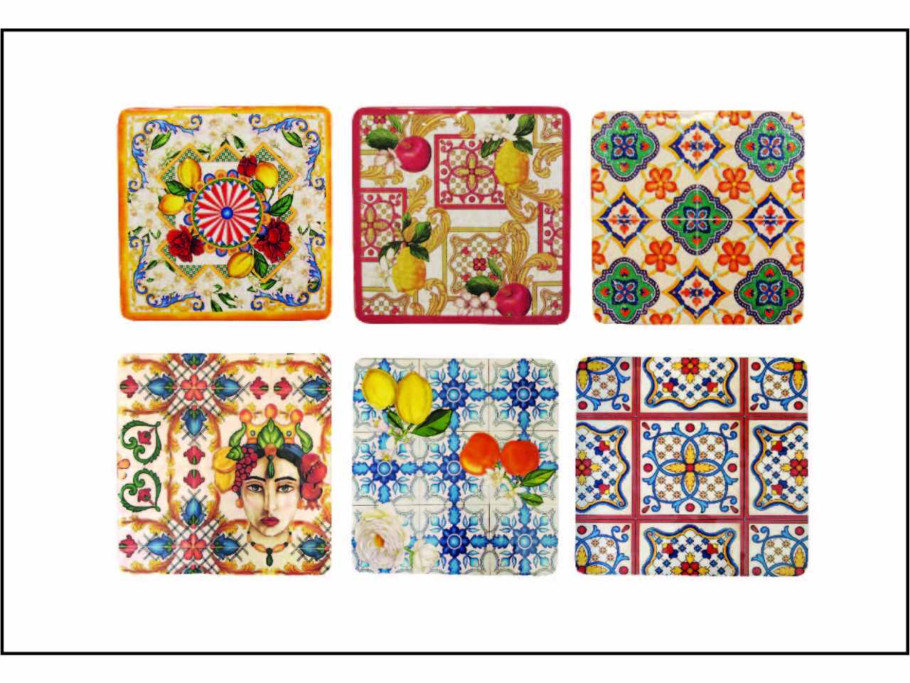 Sottopentola in melamina 18x18cm decori assortiti