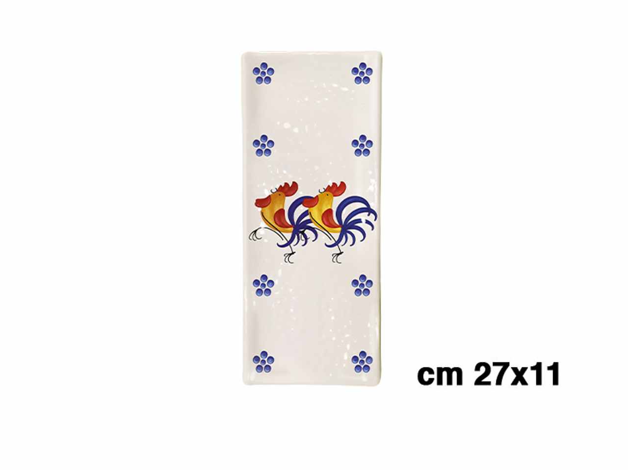 Vassoio poggia mestolo in melamina 27x11cm con decorazione galli