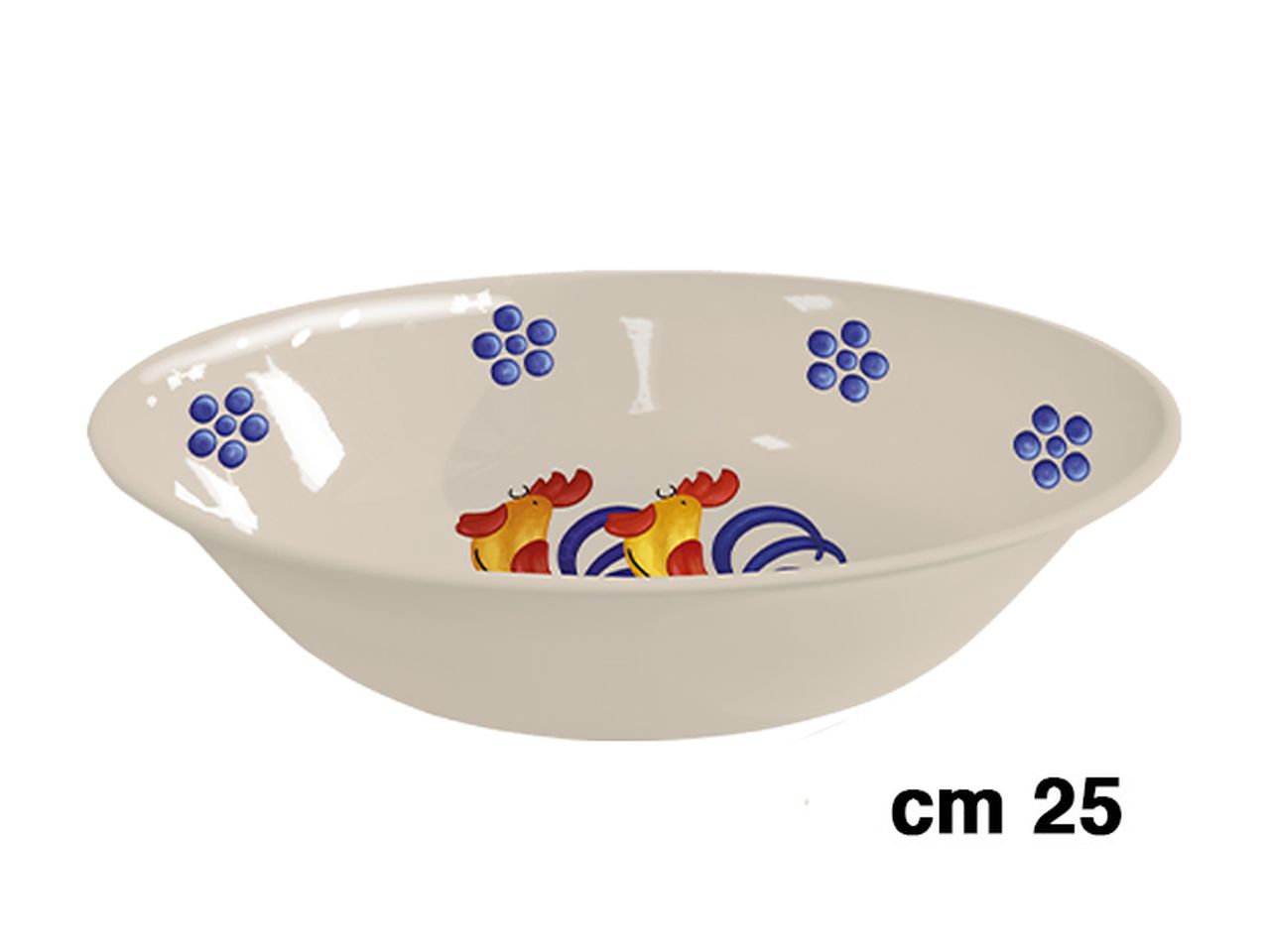Ciotola in melamina 25cm decoro galli