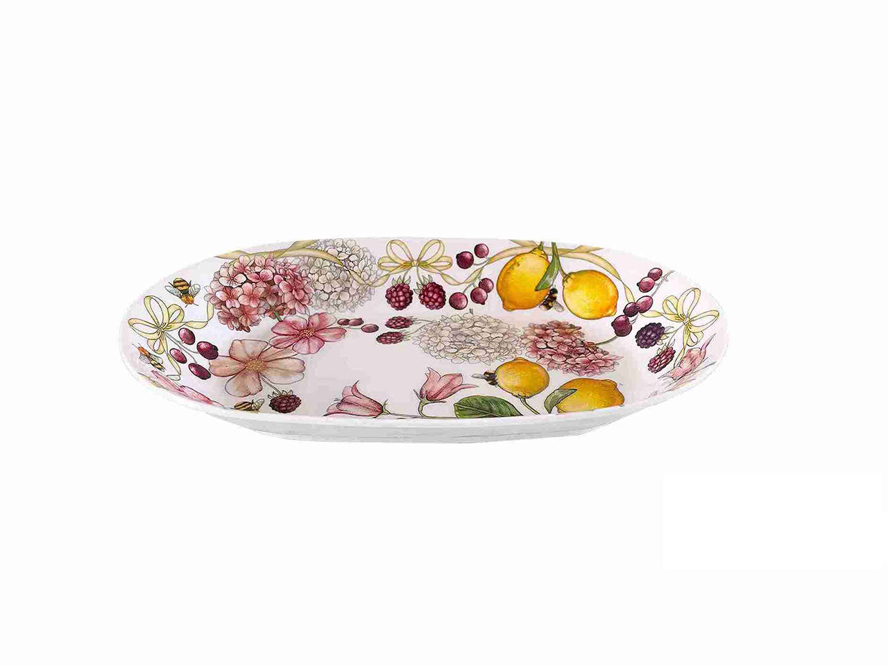 Vassoio ovale in melamina multicolor floreale 25x16,2x4 cm linea Fiocchi - Ibct