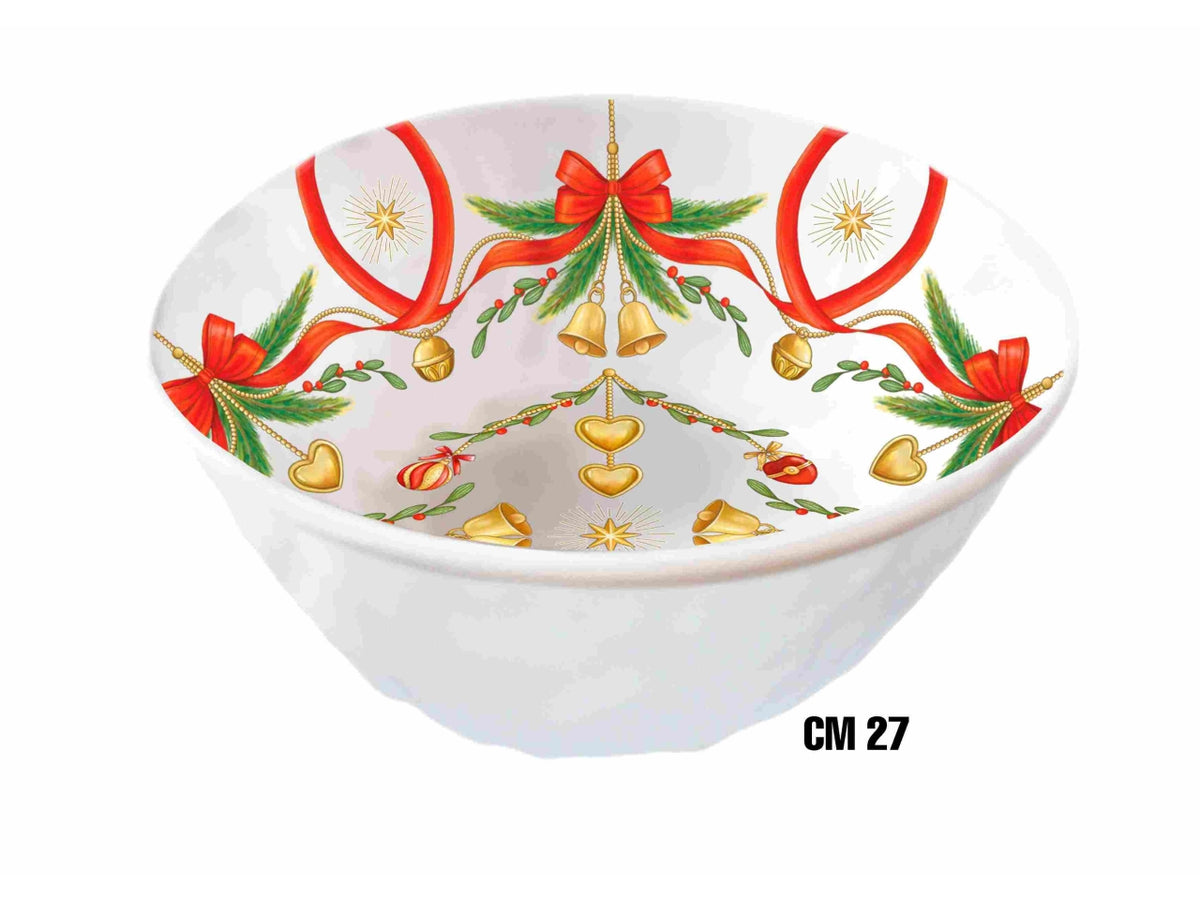 Insalatiera fonda 27xh.10cm in melamina decoro natale linea fiocchi