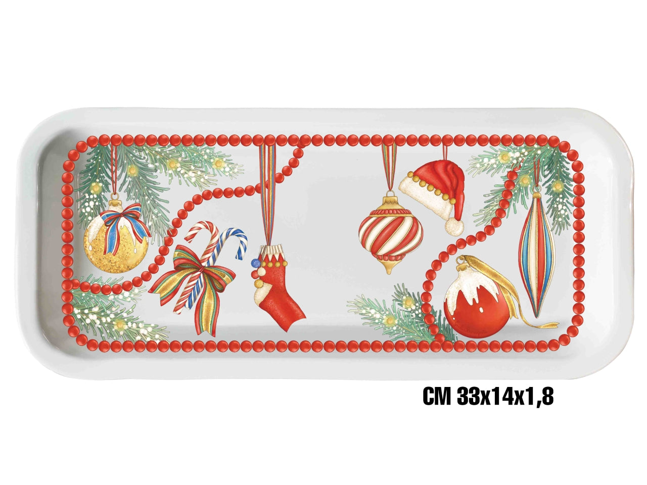 Vassoio rettangolare in melamina 33x14,5cm decoro natale