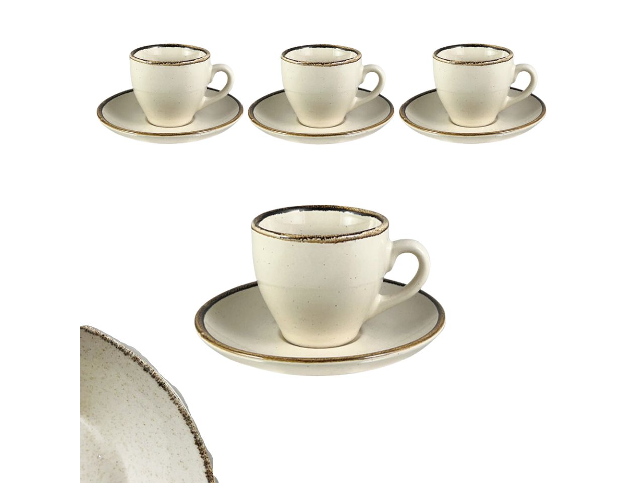 Linea tierra tazzine da caffe' con piattini coloe crema - la confezione comprende 4 tazzine con piattini