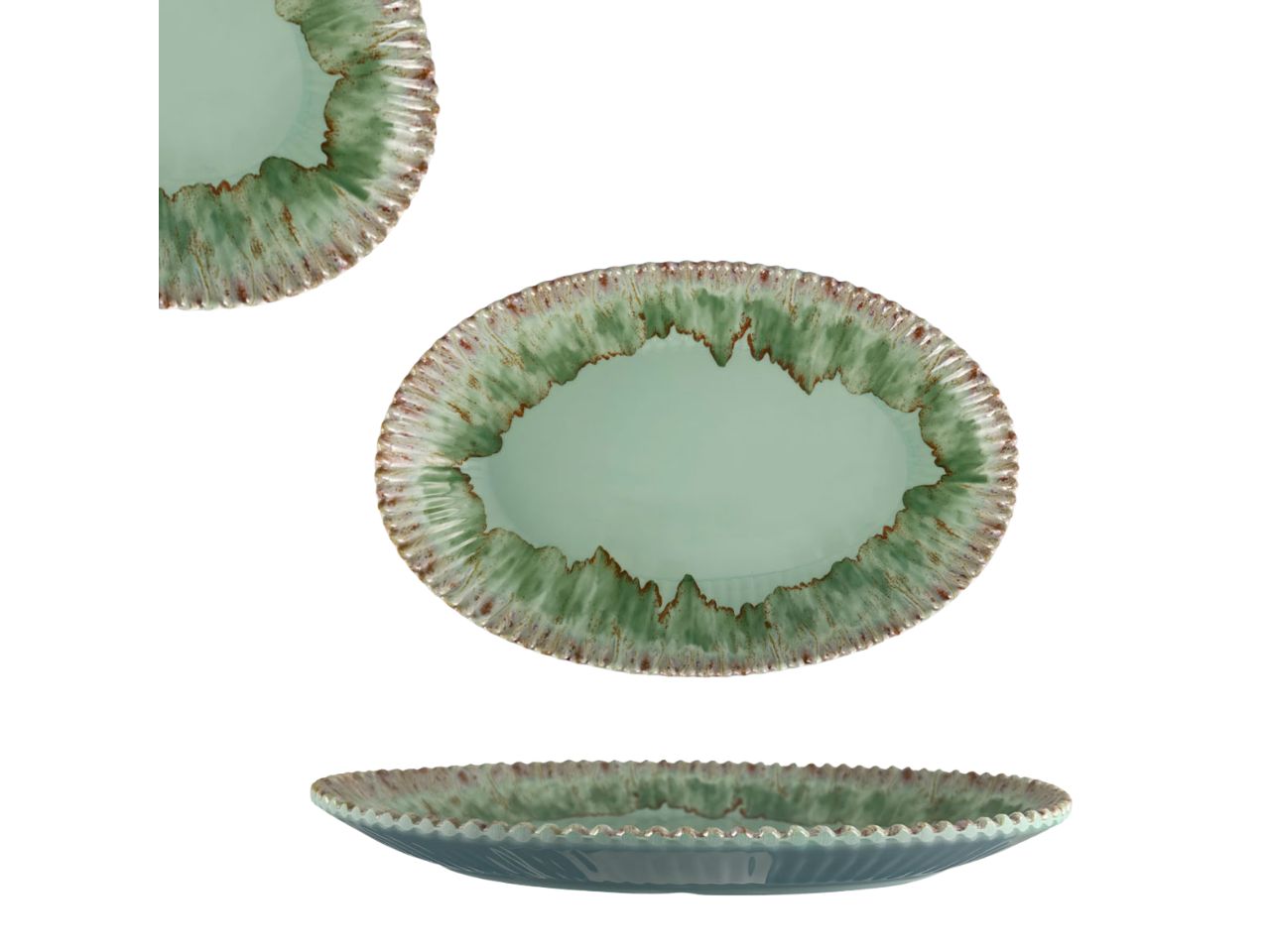 Vassoio ovale in melamina verde acqua 40x30 cm - Maison TortorÃ