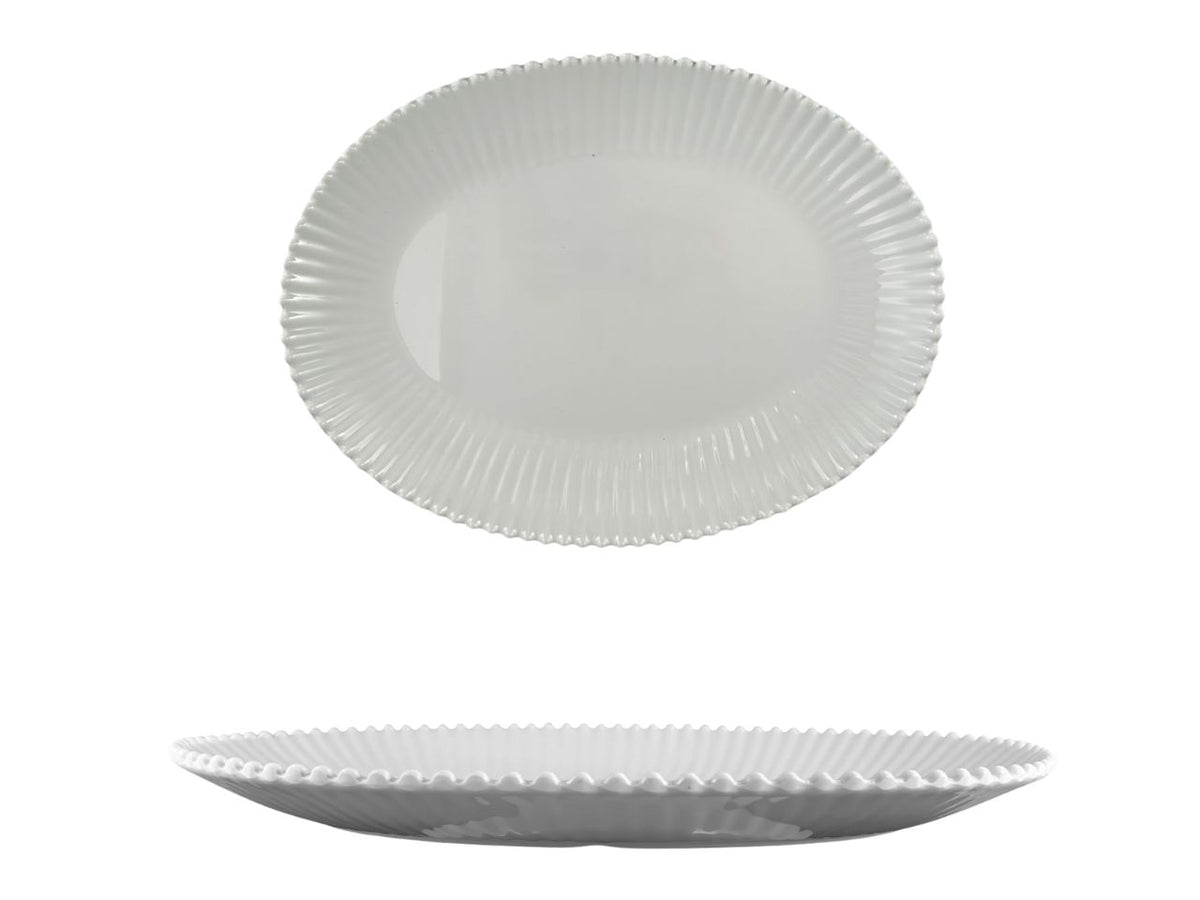 Vassoio ovale melamina bianco marinaro, linea Perla 40x30 cm - Maison TortorÃ