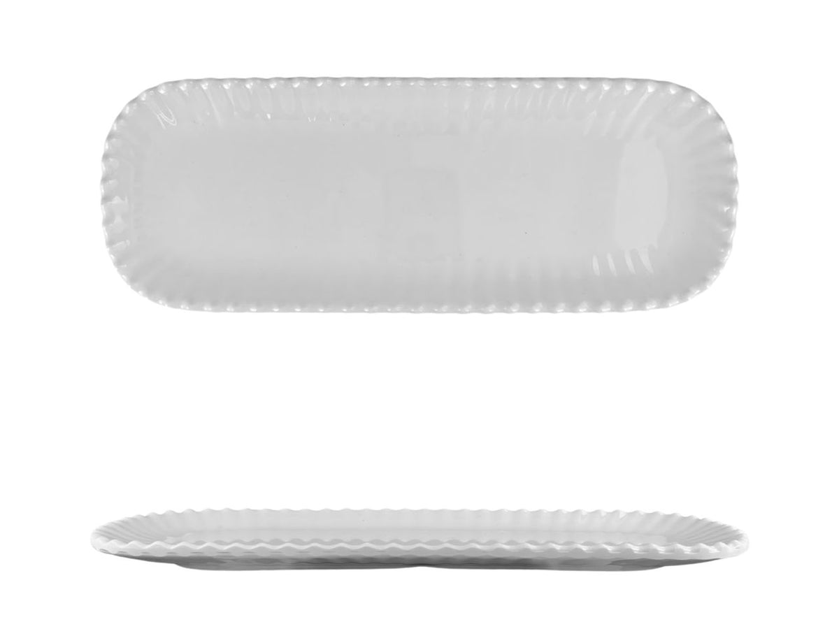 Vassoio rettangolare melamina bianco marinaro 22x11 cm, linea Perla - Maison TortorÃ