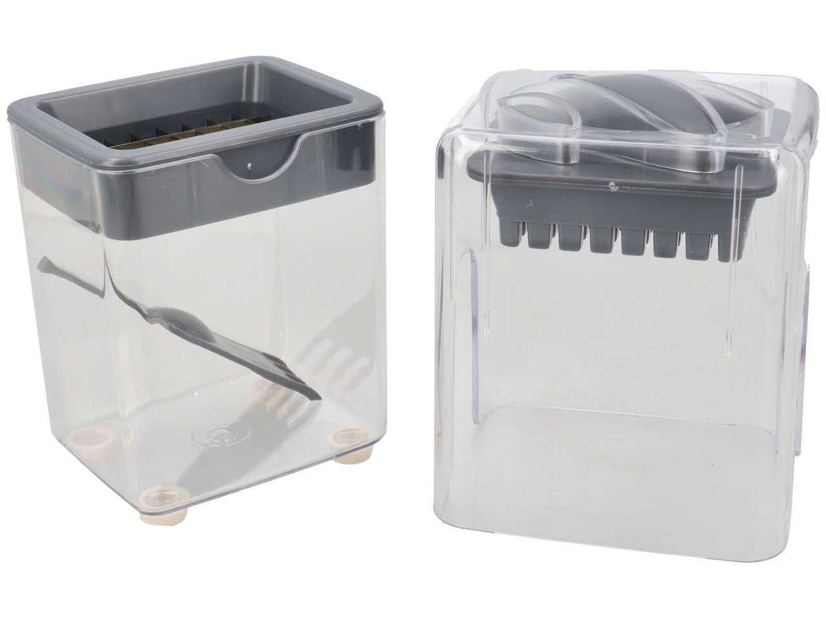 Affettatrice multiuso in plastica grigio con pressa, lama, contenitore e spatola 11,5x9x15 cm - Arca