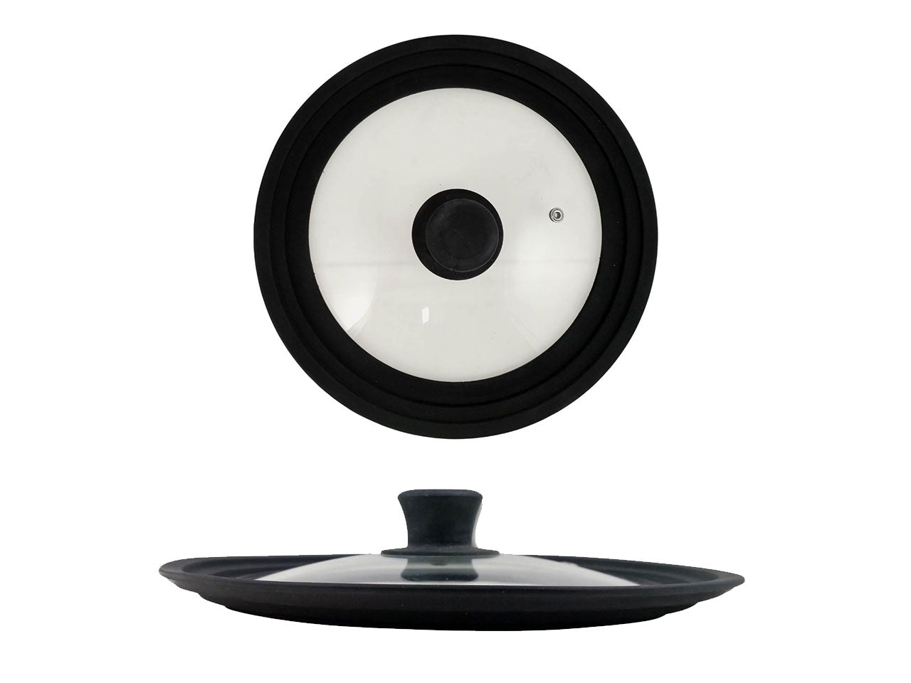Coperchio in vetro 16/18/20cm guarnizione nera