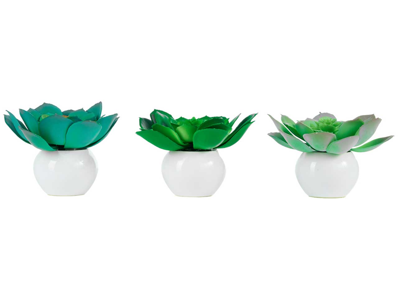 Pianta grassa finta piccola in vaso di ceramica laccata, 3 assortimenti - 5x12cm - Arpimex