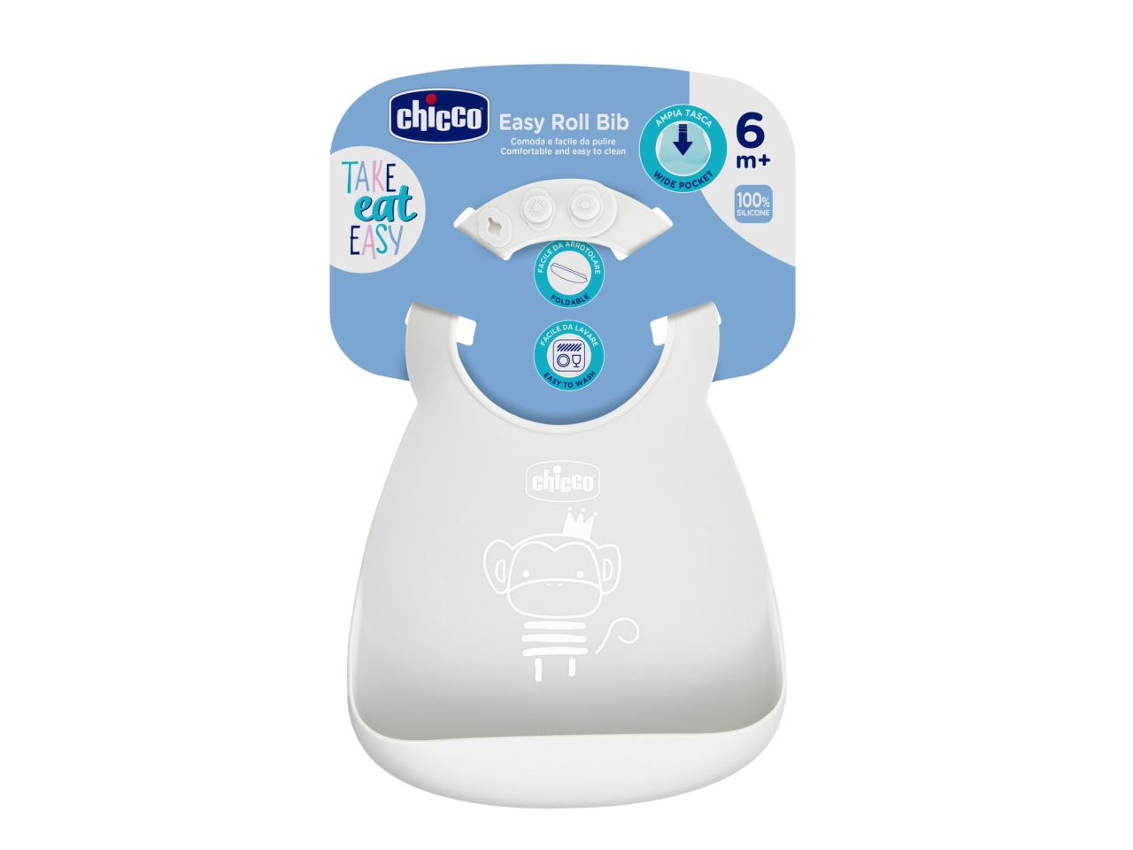 Chicco Bavaglino in silicone facile da arrotolare Neutro