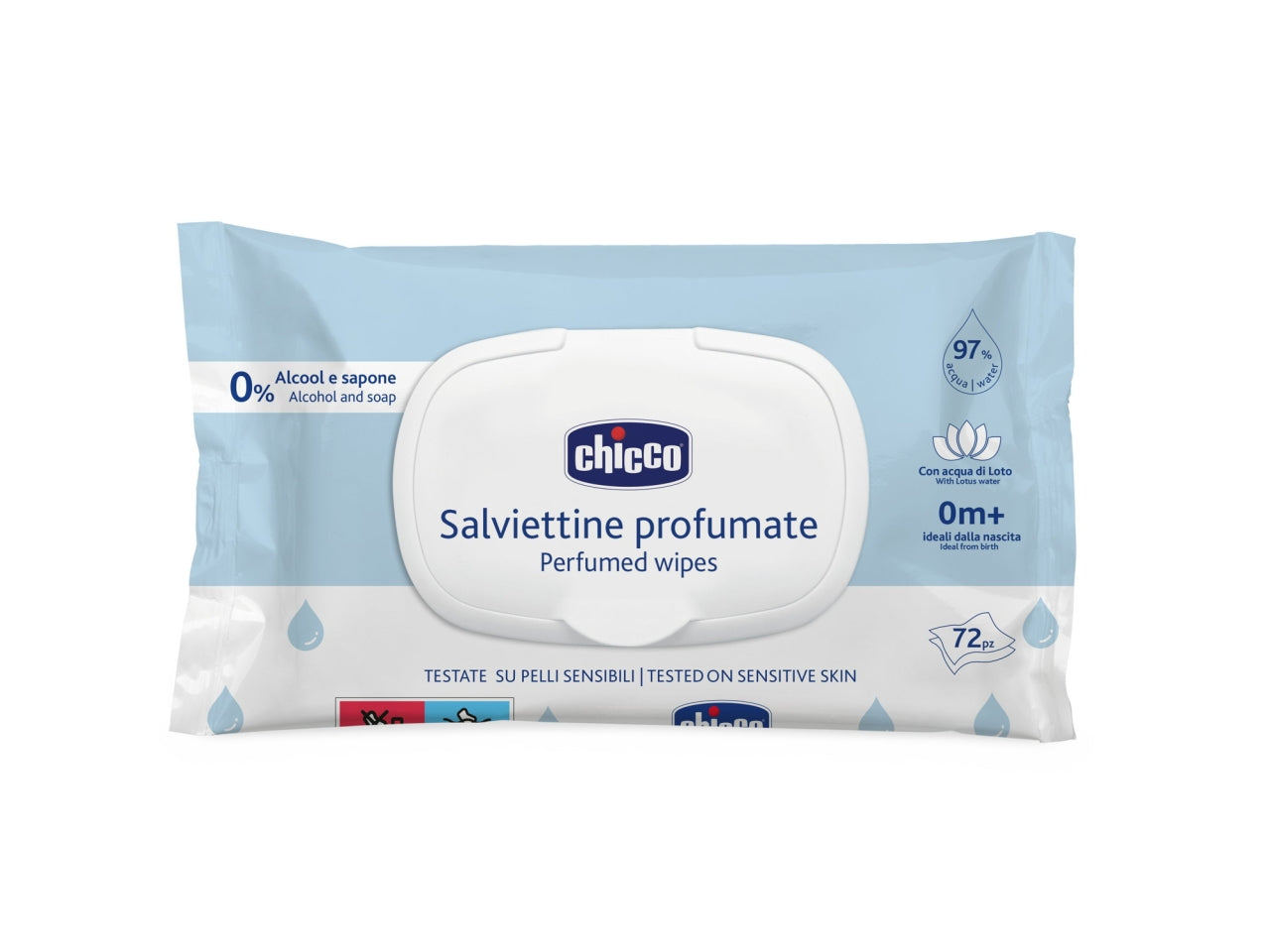 Nuove salviette con plaquette - confezione da 72 salviette, Adatto per 0+ mesi | Chicco