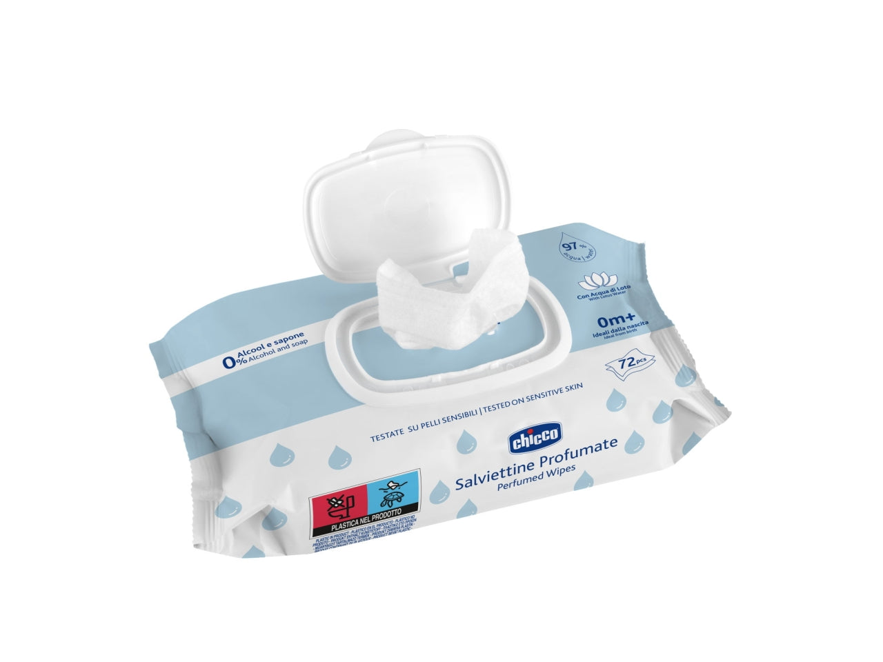 Nuove salviette con plaquette - confezione da 72 salviette, Adatto per 0+ mesi | Chicco