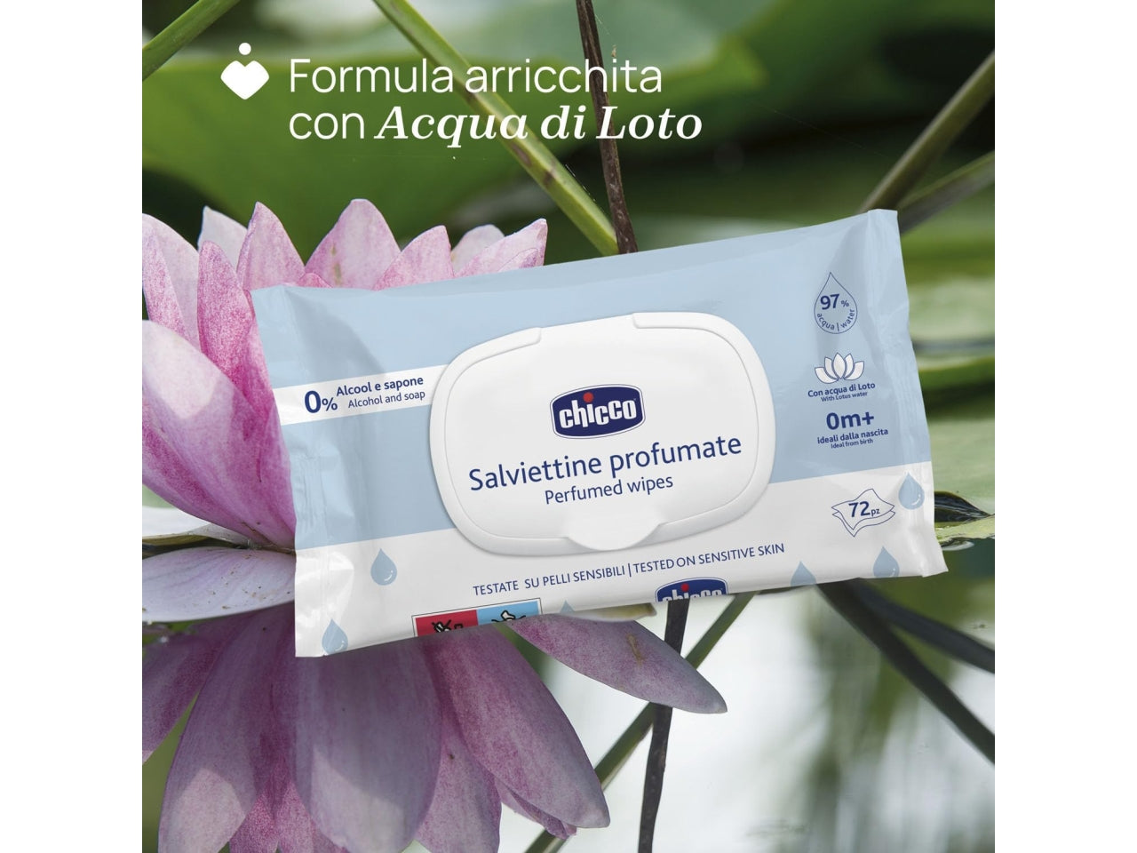 Nuove salviette con plaquette - confezione da 72 salviette, Adatto per 0+ mesi | Chicco