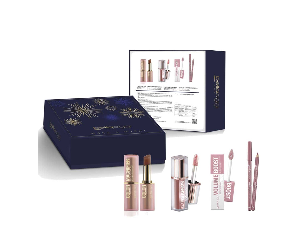 Bellaoggi coffret volume boost + gloss affair color 00 + color magnifier color 04 + lip liner color 04, Genere: donna | Bellaoggi
